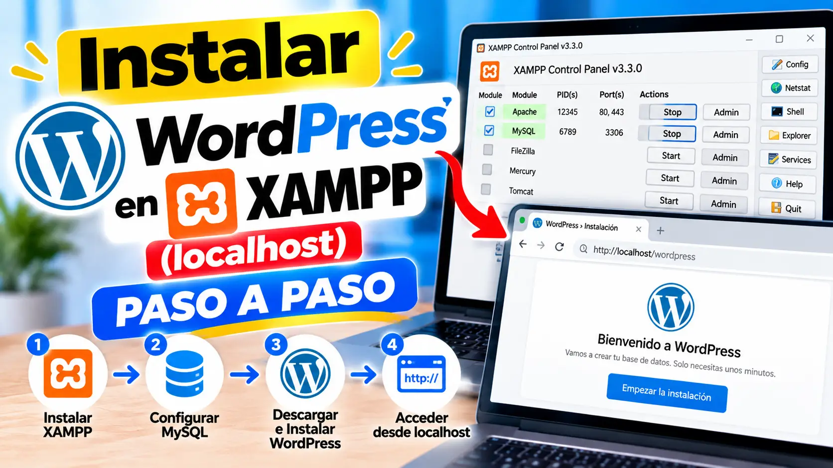 Instalar wordpress en xampp (localhost) paso a paso 2026
