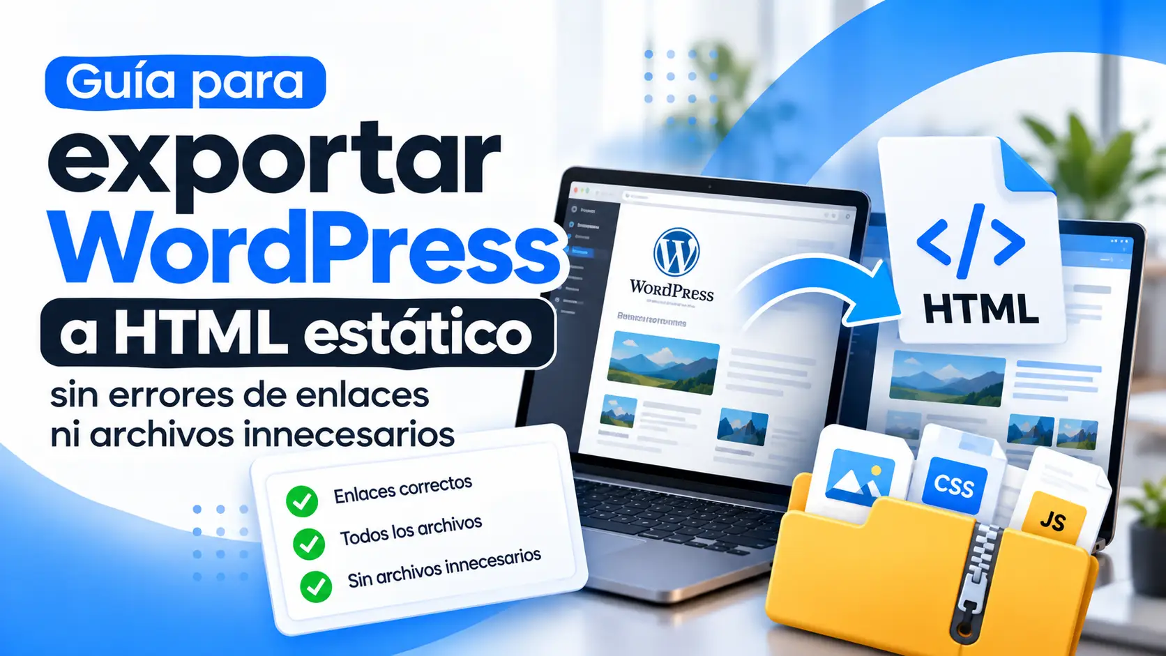 Guía para exportar WordPress a HTML estático sin errores de enlaces ni archivos innecesarios
